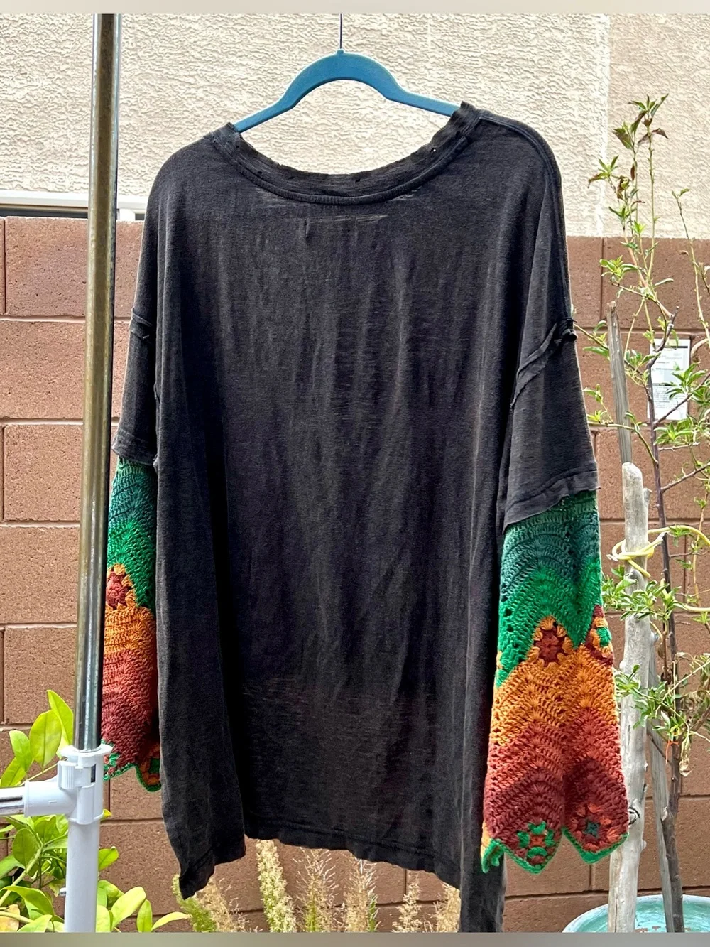 We the Free People So Edgy Tee Oversized Slouchy Crochet Flare Sleeve XS / Small